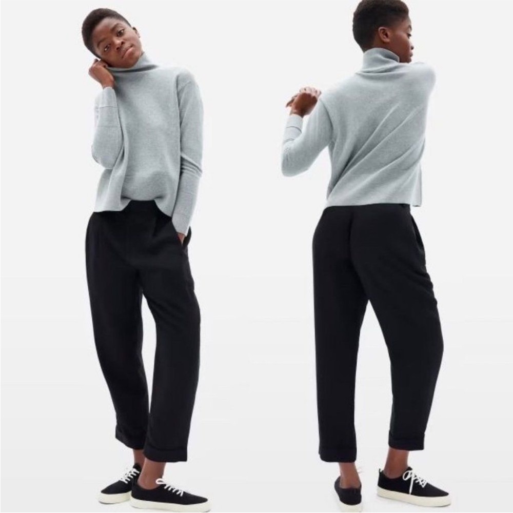 EVERLANE Put Together Lyocell Pleat Trouser Pants Black 6